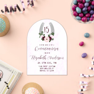 Invitaciones Acrílicas Floral Western Horseshoe Quinceanera