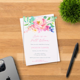 Invitaciones Acrílicas Florales Coloridos Aman En Despedida de Soltera de