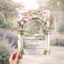 Florales rosadas arco niña Primera Comunión claro