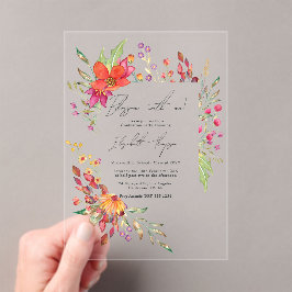 Invitaciones Acrílicas Florece conmigo Fiesta de Graduación de Flor Silve