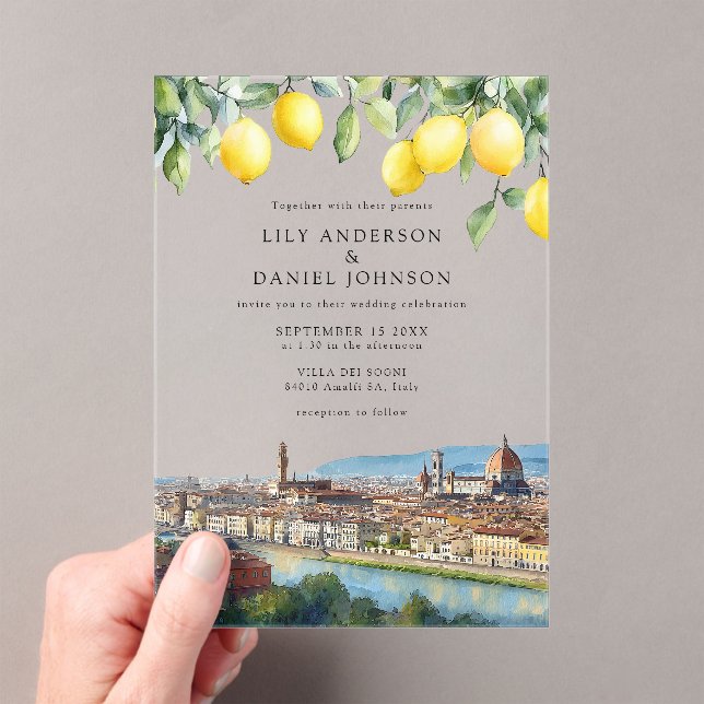 Invitaciones Acrílicas Florence Lemons Italian Wedding (Insitu (portátil))