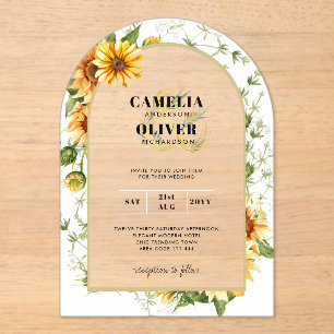 Invitaciones Acrílicas Flores Acrílicas Claras Boho Rústico Moderno