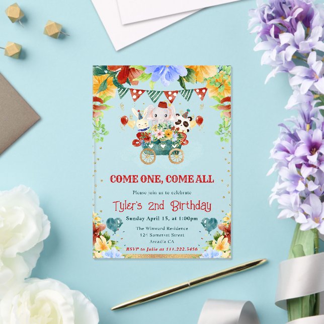 Invitaciones Acrílicas Flores acuáticas Circo Animales Niños Cumpleaños (Insitu (Boda))