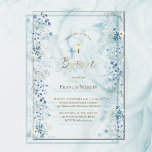Invitaciones Acrílicas Flores azules | Bautismo<br><div class="desc">Invitación acrílica al bautismo</div>