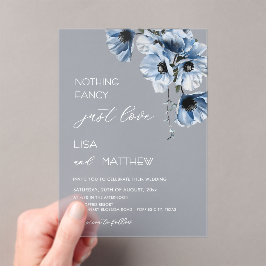 Invitaciones Acrílicas Flores Azules Blancas