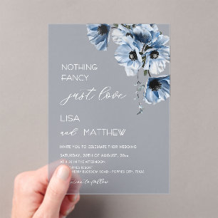 Invitaciones Acrílicas Flores Azules Blancas