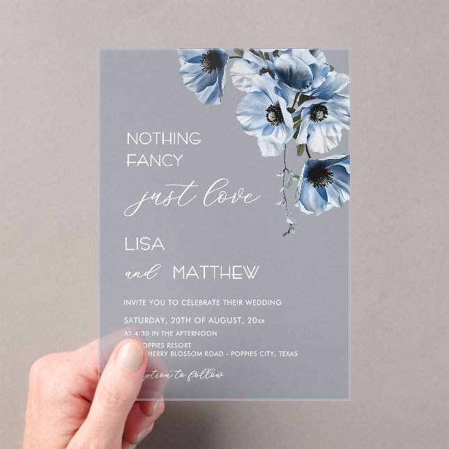 Invitaciones Acrílicas Flores Azules Blancas (Insitu (portátil))