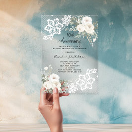 Invitaciones Acrílicas Flores blancas 10º aniversario de boda