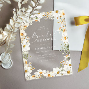 Invitaciones Acrílicas Flores Blancas Impresionantes Ducha de Novia de Pr