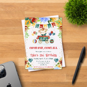 Invitaciones Acrílicas Flores de Acuarela Cumpleaños de Mono Niños