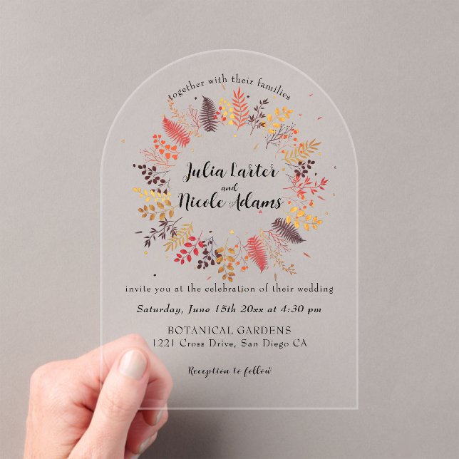 Invitaciones Acrílicas Flores de bosque silvestre Fern Mushrooms Foliage  (Insitu (portátil))