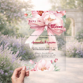 Invitaciones Acrílicas Flores de flor de bebé flor rosa arco claro Baby S