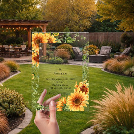 Invitaciones Acrílicas Flores de girasol boda claro