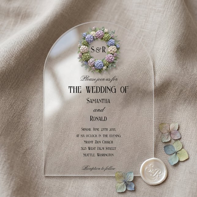 Invitaciones Acrílicas Flores de Hortensia Simples Boda Acrílica (Subido por el creador)