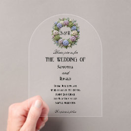 Invitaciones Acrílicas Flores de Hortensia Simples Boda Acrílica