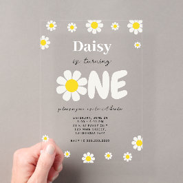 Invitaciones Acrílicas Flores de margarita bohemias modernas