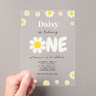 Invitaciones Acrílicas Flores de margarita bohemias modernas