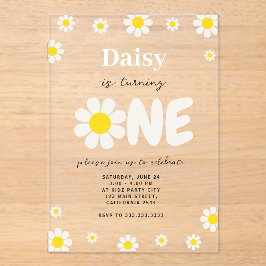 Invitaciones Acrílicas Flores de margarita bohemias modernas