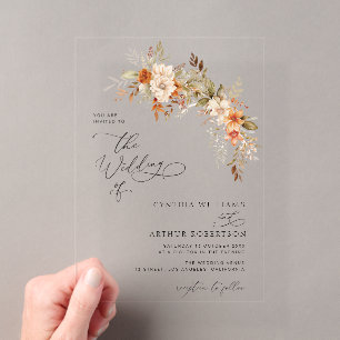 Invitaciones Acrílicas Flores de otoño para boda