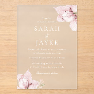 Invitaciones Acrílicas Flores de Pétalos de Rosa Preciosas Boda Elegante