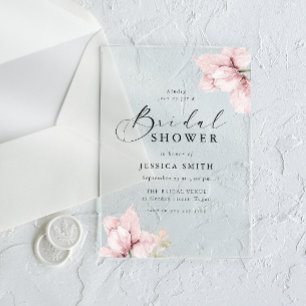 Invitaciones Acrílicas Flores de Pétalos de Rosa Preciosas Elegante Lluvi