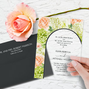 Invitaciones Acrílicas Flores Elegantes Arco Marrón Boda