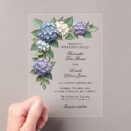 Invitaciones Acrílicas Flores Elegantes de Hortensia Acrílico Boda