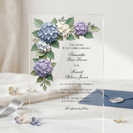 Invitaciones Acrílicas Flores Elegantes de Hortensia Acrílico Boda