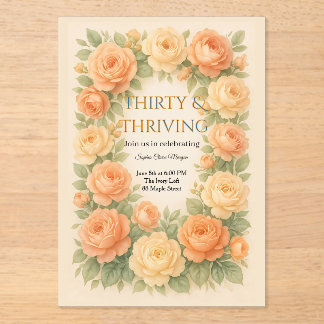 Invitaciones Acrílicas Flores Pasadas en Flor
