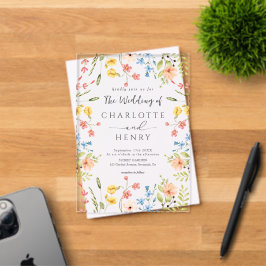 Invitaciones Acrílicas Flores silvestres boda de jardín moderna y elegant
