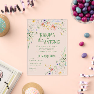 Invitaciones Acrílicas Flores Silvestres Caprichosas