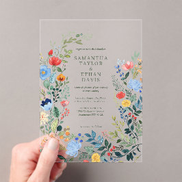 Invitaciones Acrílicas Flores silvestres Colorful Garden Wedding