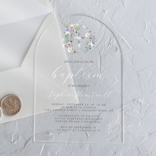 Invitaciones Acrílicas Flores silvestres cruza plateada alfabeto blanco b (Subido por el creador)