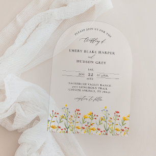 Invitaciones Acrílicas Flores silvestres Elegante Boda transparente de ar