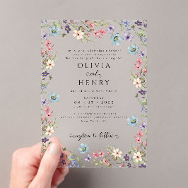 Invitaciones Acrílicas Flores silvestres moderna de jardín rústico boda p