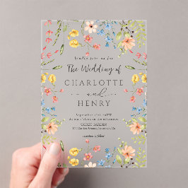 Invitaciones Acrílicas Flores silvestres moderna elegante boda de jardín