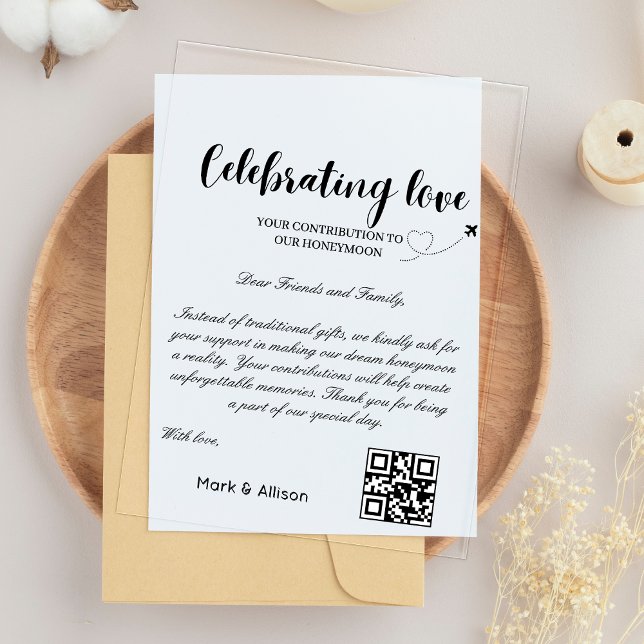 Invitaciones Acrílicas Fondo de Viajes Solicitud de Qr Código Luna de Hon (Travel Fund Request Qr Code Honeymoon Fund Acrylic Invitations)
