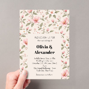Invitaciones Acrílicas Fondo floral sin costuras de flor de cerezo rosa s