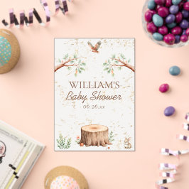Invitaciones Acrílicas Fondo personalizado para baby shower Boho Woodland