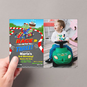 Invitaciones Acrílicas Foto 3 cumpleaños Cumpleaños Coche de carreras Lis