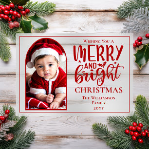 Invitaciones Acrílicas Foto arqueada Merry and Bright Acebo