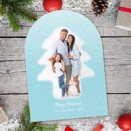 Invitaciones Acrílicas Foto con forma de árbol de Navidad invernal nevado