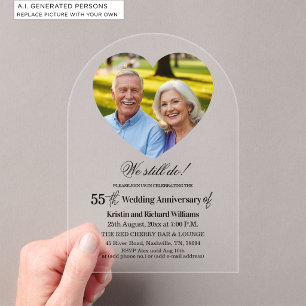 Invitaciones Acrílicas Foto de aniversario de bodas de 55 años
