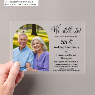 Invitaciones Acrílicas Foto de aniversario de bodas de 55 años