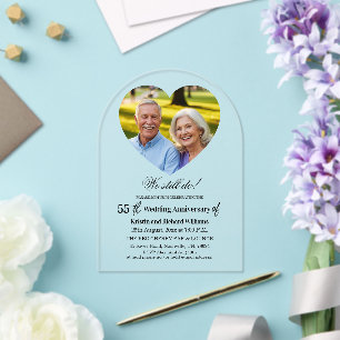 Invitaciones Acrílicas Foto de aniversario de bodas de 55 años