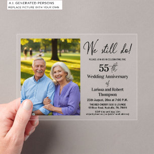 Invitaciones Acrílicas Foto de aniversario de bodas de 55 años que todaví
