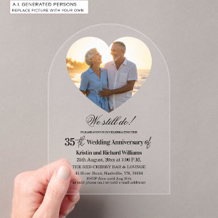 Invitaciones Acrílicas Foto de aniversario de bodas número 35 que todavía
