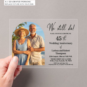 Invitaciones Acrílicas Foto de aniversario de bodas número 45 que todavía