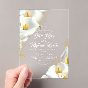 Invitaciones Acrílicas Foto de boda floral moderna elegante