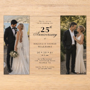 Invitaciones Acrílicas Foto de Entonces y Ahora para Aniversario de Bodas